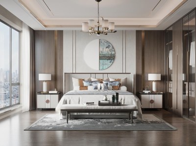 新中式卧室3D模型下载